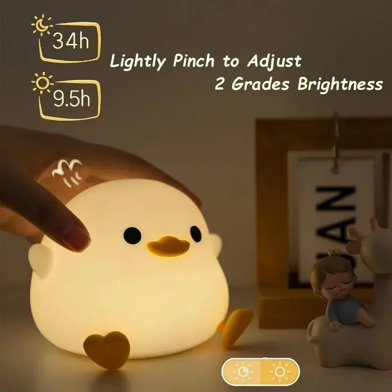 DoDo Duck Cute Silicone Night Light – Dimmable Rechargeable LED Bedside Lamp for Baby Room & Home Decor