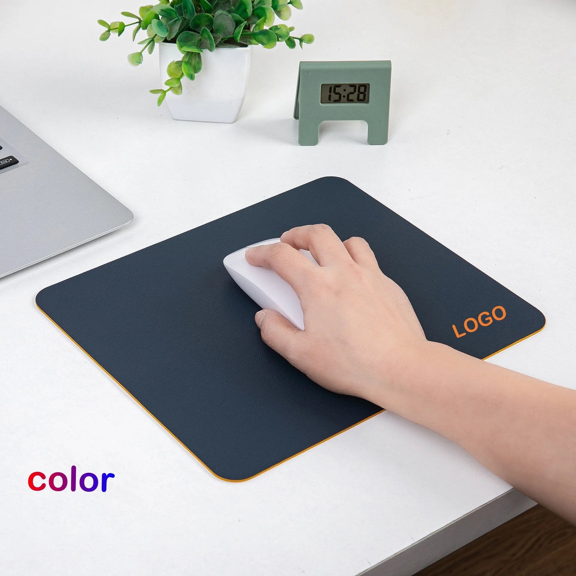 Small PU Leather Radiation Protection Mouse Pad for Gaming Anti-Slip Desktop Mat Easy to Clean Waterproof for PC Laptop in Stock