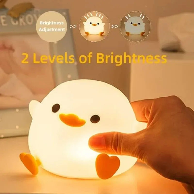 DoDo Duck Cute Silicone Night Light – Dimmable Rechargeable LED Bedside Lamp for Baby Room & Home Decor
