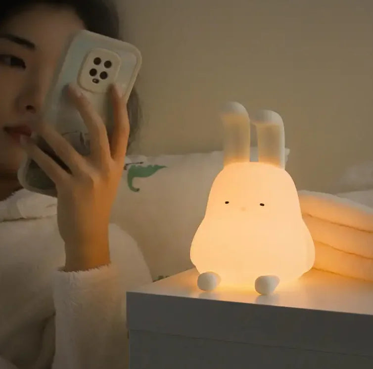 Cute Rabbit Night Light – Touch Sensor Rechargeable Bunny Lamp for Kids