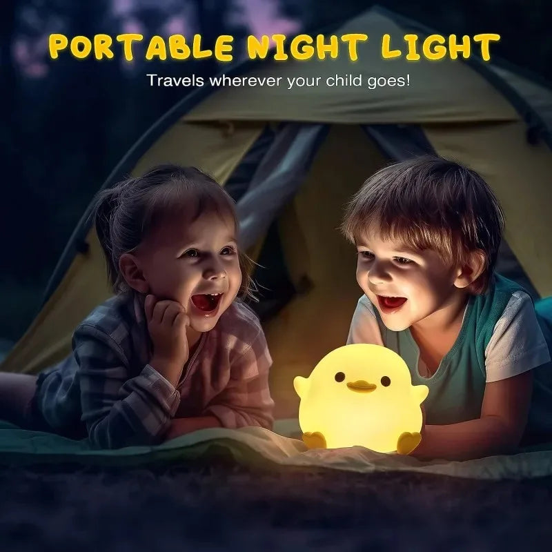 DoDo Duck Cute Silicone Night Light – Dimmable Rechargeable LED Bedside Lamp for Baby Room & Home Decor