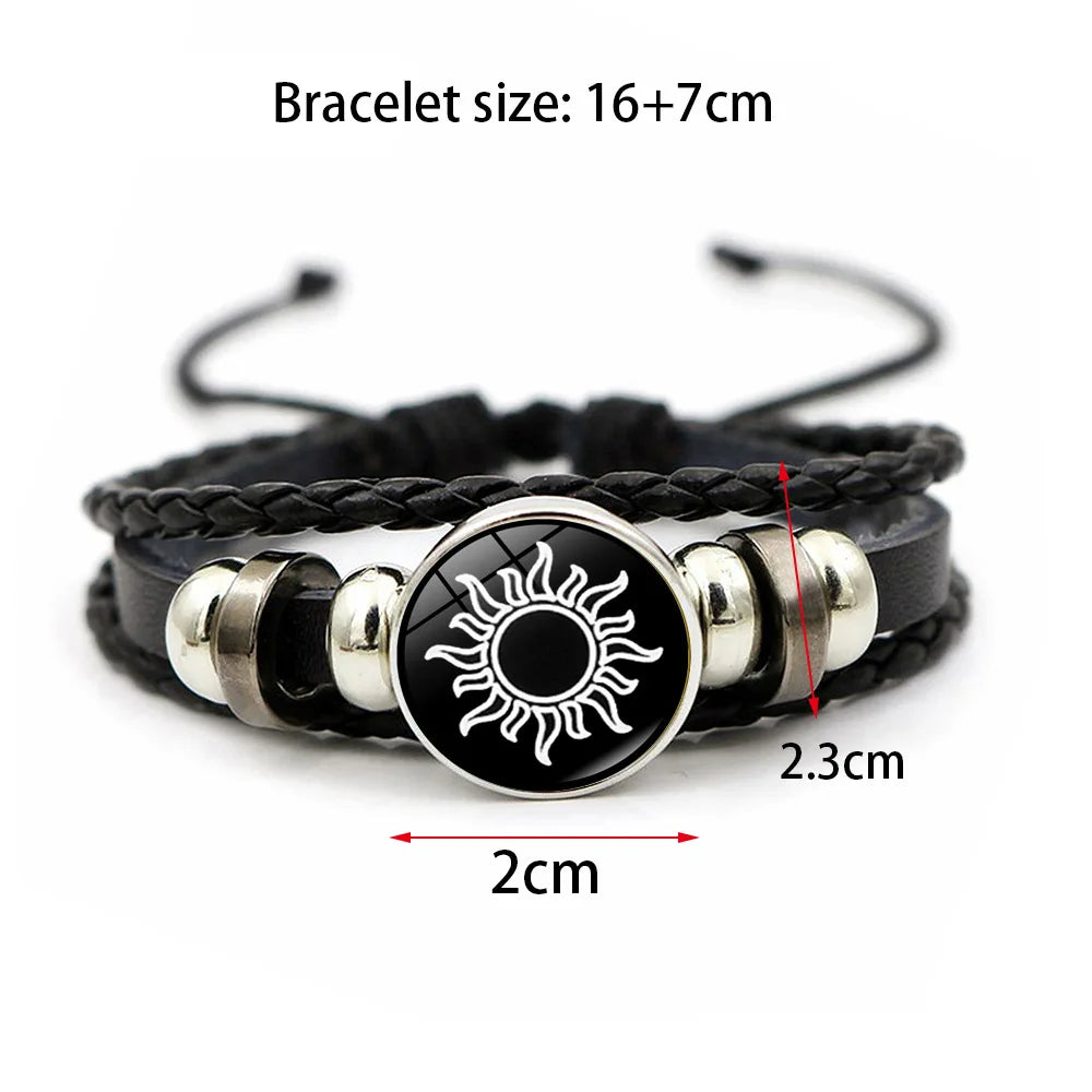Couple Sun & Moon Adjustable Leather Bracelets – Braided Charm Wristbands for Men & Women