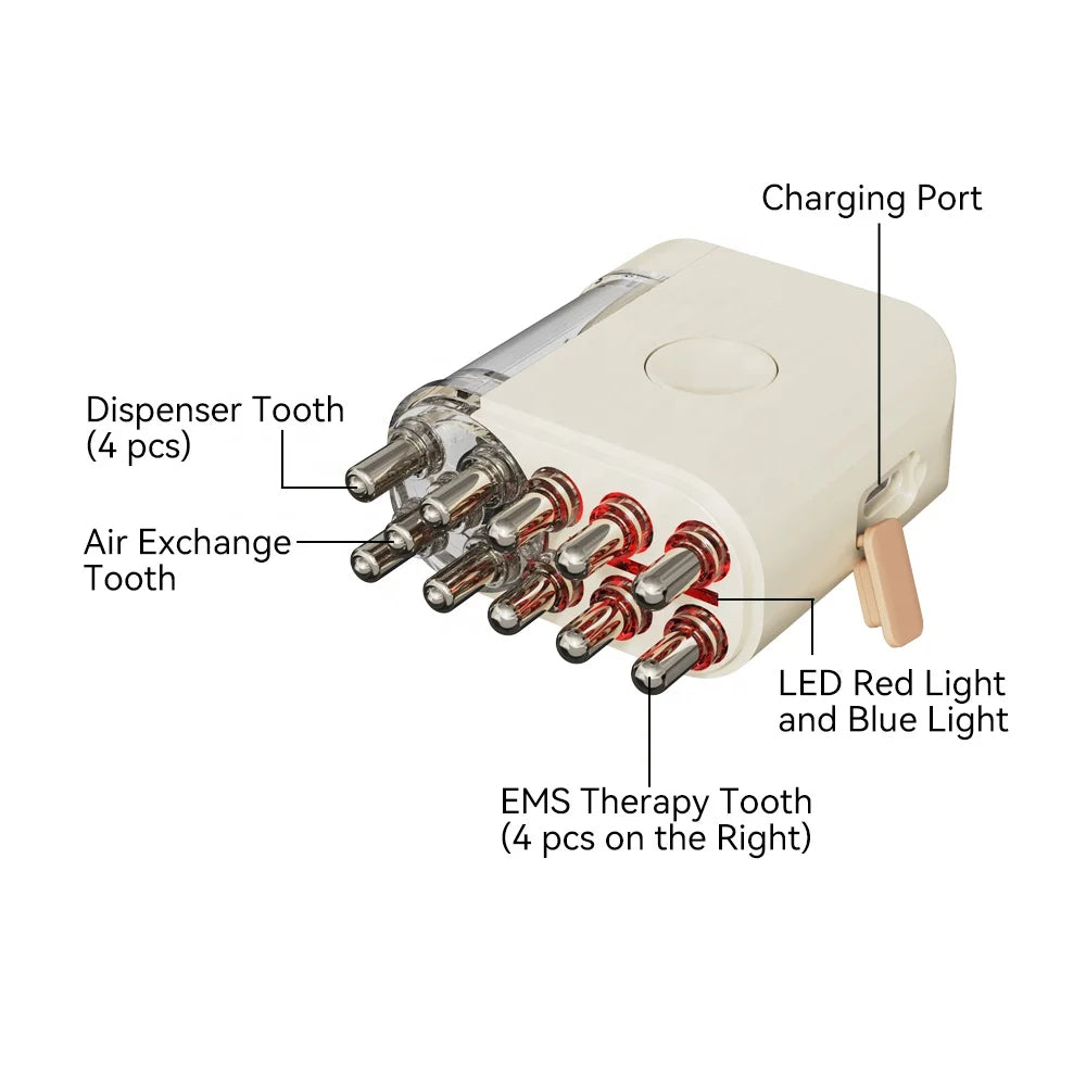 Hot Sale Mini Hair Care Roller Ball Massage Comb with LED Therapy – Rechargeable Scalp Massager & Essential Oil Dispenser
